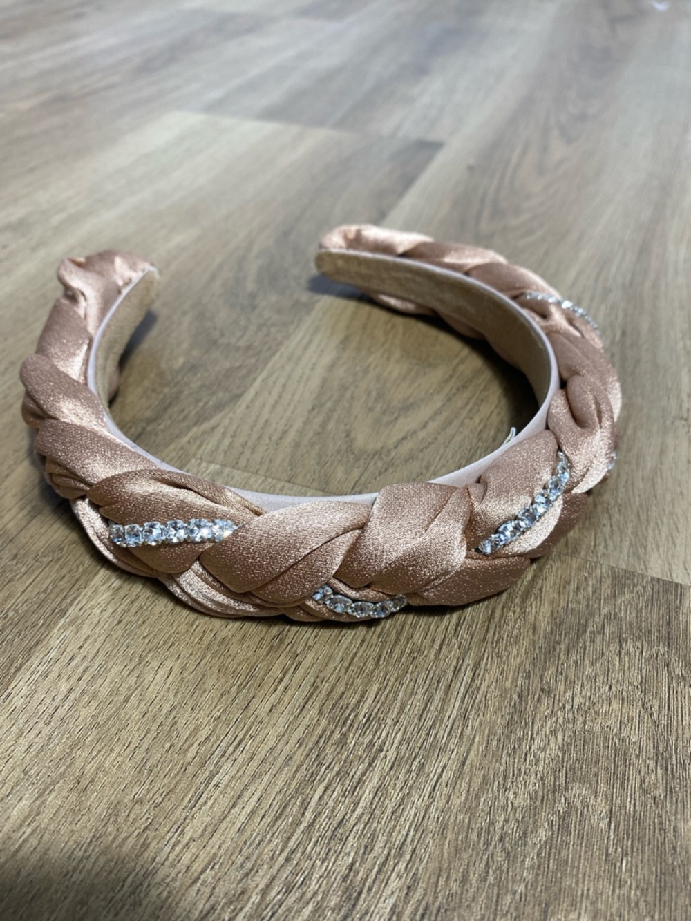 Marzoline Satin Braided Taupe Headband with Crystal embellishments Made in Italy - Picture 12 of 12